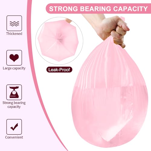 5 Rolls Small Trash Garbage Bags, 2.6 Gallon Strengthen Trash Bags, Durable Plastic Bags for Kitchen Office Home Bedroom Garden Waste Bin, Fit 10 Liter Trash-Can-Liners, 100 Count (Pink) - color: Pink