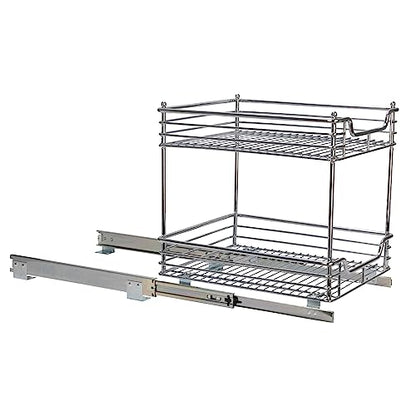 Household Essentials Chromed Steel 2-Tier Artisan Pull-Out Organizer - size: 14.25" - Standard, style: 2-Tier