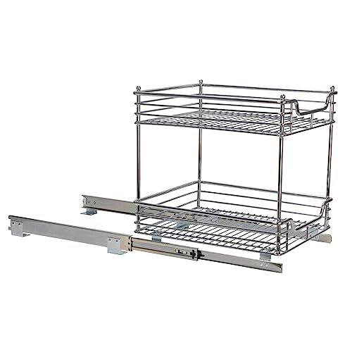 Household Essentials Chromed Steel 2-Tier Artisan Pull-Out Organizer - size: 14.25" - Standard, style: 2-Tier