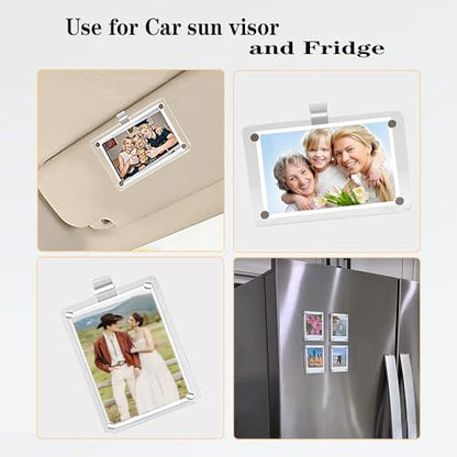 2 Pack Car Picture Holder, Magnetic Sun Visor Clip, Personalized Photo Accessory, Car Visor Clip Photo,Personalized Picture Fram