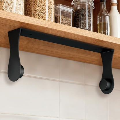 Paper Towel Holder Under Cabinet, Adhesive or Screw Mount, Fits Standard & Mega Rolls, Wall Mount Rack for Kitchen, Bathroom, RV, Black - color: Black