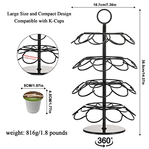 Coffee Pod Carousel Holder,Compatible with K-Cups Organizer Compatible with 36 Cup Pods,Spins 360-Degrees - color: BLACK