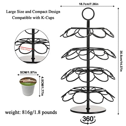 Coffee Pod Carousel Holder,Compatible with K-Cups Organizer Compatible with 36 Cup Pods,Spins 360-Degrees - color: BLACK