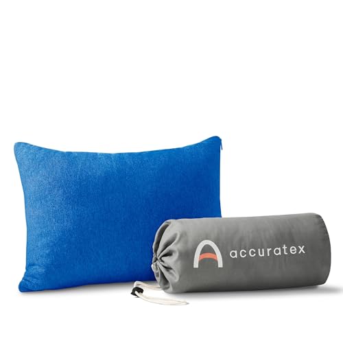 ACCURATEX Camping Pillow-100% Cotton Breathable Cover,Shredded Memory Foam Compressible Travel Pillow,Camping&Travel Accessories-Small Backpacking Pillow Camping Essentials for Sleeping - color: Navy