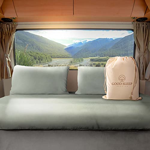 Good Sleep Bedding 600 TC Luxurious Sage RV Sheets - 72 x 75, 100% Egyptian Cotton, 4 Piece Set, Ultra Soft Camping Sheets with 16" Deep Pockets - color: Sage, size: Short King (72 x75)