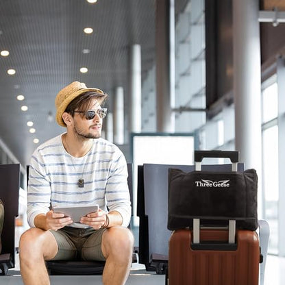 Three Geese 2-in-1 Travel Blanket and Pillow, Soft Flannel Airplane Throw Blanket and Pillow with Luggage Sleeve, 65x40inches, Portable Compact Design with Bag, Ideal for Travel Comfort.