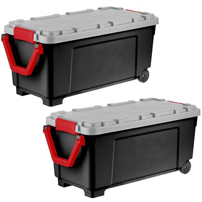 IRIS USA 2 Pack TrailBox, 43 Gallon Lockable Storage Trunk Box, Truck Bed Bin Heavy-Duty Containers Camping Gear, Adventure Chest - Black/Gray - color: Dark Gray, size: 43 Gal - 2 Pack