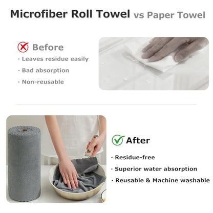 80 Pack Microfiber Cleaning Cloth Roll Reusable Paper Towels 12"x12" Tear Away Cloth, Microfiber Towels for Cars, Wash Cloths, Lint Free Dark Grey Rags for House, Kitchen,Window,Cleaning Supplies - color: Dark Grey