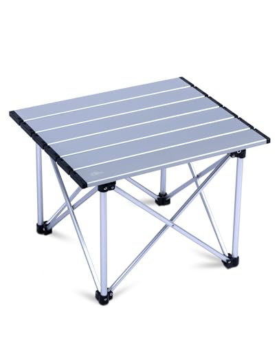 iClimb Ultralight Compact Camping Folding Table with Carry Bag (Reinforced Silver - S) - color: Reinforced Silver, size: Small