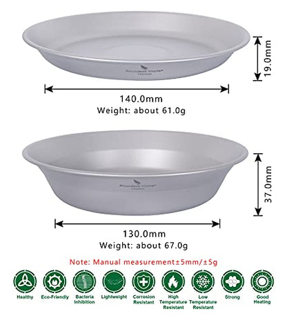 Boundless Voyage Titanium Dish Plate Bowl Set with Carry Bag Outdoor Camping Pan Campfire Tableware Cookware Mess Kit for Food Fruit Sauce (1set Ti1113T) - color: 1set Ti1113T