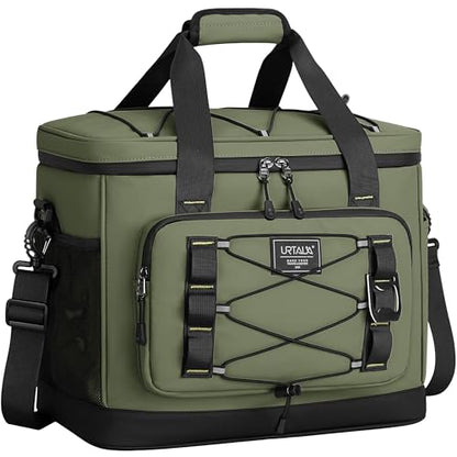 Large Insulated Cooler Bag, 50 Can Soft Sided Collapsible Ice Chest for Camping, Travel, Grocery, Kayaking & Beach (Waterproof, Leak-Proof, 30L) - color: Army Green