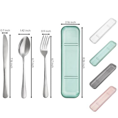 Nicunom 8 Pack Portable Utensils Set with Case, Premium Stainless Steel Travel Silverware Set Reusable Flatware Set Travel cutlerys Fork Spoon Knife for Camping, Lunch, Picnic, School, Workplace