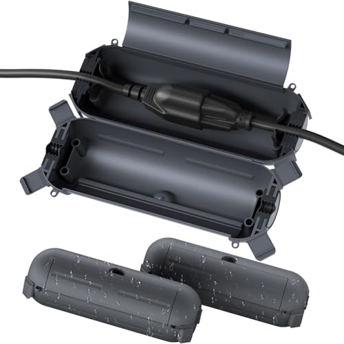 Flemoon [3 Pack] Outdoor Extension Cord Safety Cover with Waterproof Seal, Weatherproof Electrical Connection Box to Protect Outdoor Outlet, Plug, Socket, Christmas Holiday Decoration Light, Gray - color: Gray, size: Small Box: 5.3" L x 2" W x 2" H