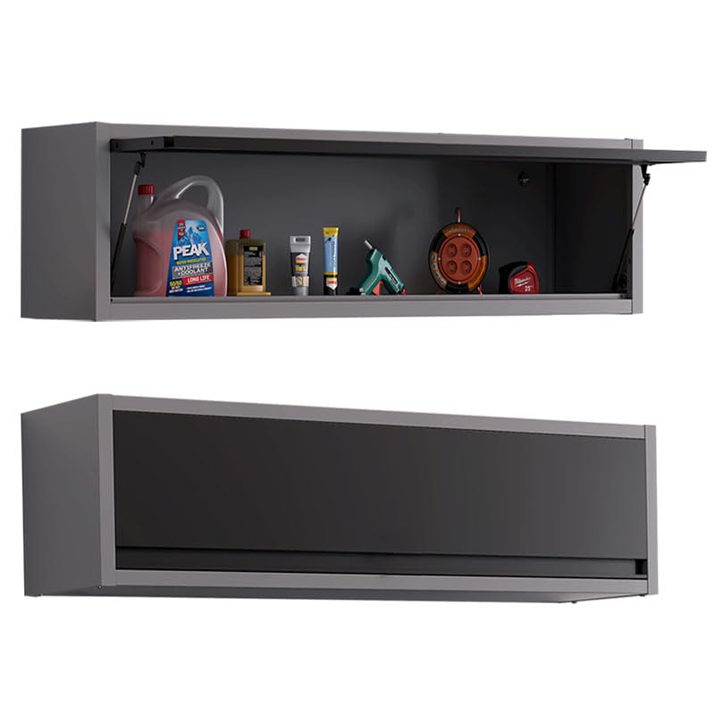 JZD 59 Inches Steel Wall Cabiet, Large Metal Hanging Storage Cabinet with Up-Flip Door, for Garage Utility Room Workshop Office - size: XL-01