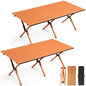 Suzile 2 Pack 4FT Folding Camping Table, Roll Up Portable Camp Table with Carry Bag, Low Collapsible Lightweight Aluminum Outdoor for Camping, Picnic, Beach, Patio, Kitchen(Nut Brown) - color: Nut Brown