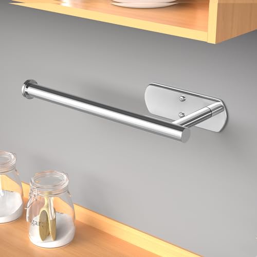 VAEHOLD Self Adhesive Paper Towel Holder Under Cabinet Mount, Wall Mounted Paper Towel Roll Holder for Kitchen, Bathroom, Wall - Stainless Steel (Bright Surface) - color: Polished Chrome