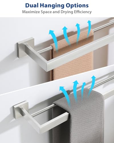 Alise Double Towel Bar, 32" SUS304 Stainless Steel Towel Racks for Bathroom, Long Bathroom Towel Rack Wall Mounted, Heavy Duty Towel Holder, Brushed Nickel - color: Brushed Nickel, size: Double 32 Inch