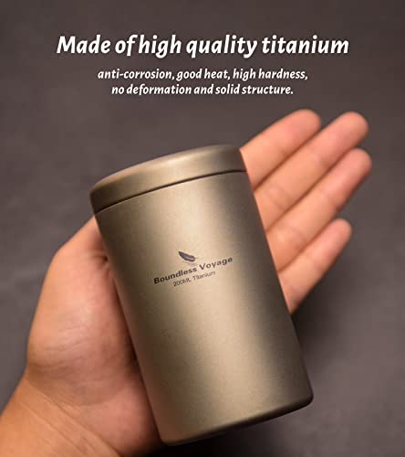 Boundless Voyage Titanium Small Tin Can Box Canister Tea Tins Coffee Tins Food Storage Container for Tea,Coffee, Herb, Candy, Chocolate, Sugar, Spices, Beans - color: Ti3210D-200ml 1pcs