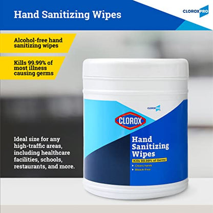 Clorox Pro Alcohol Free Hand Sanitizer Wipes with BZK, Gentle Bleach-Free Sanitizing Wipes for Hands - 0.13% BZK Formula, FDA Registered, Resealable Bulk Canister, 270 Count - size: 270 Count (Pack of 1)