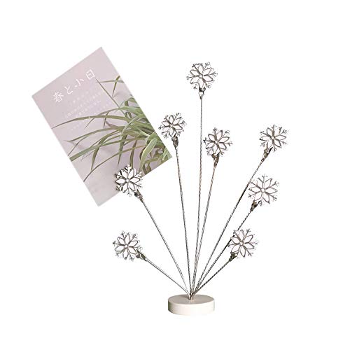 8-Branch Family Tree Picture Frame Holder, Card Photo Clips Holder Desk Stand for Memo Paper Note Photo Christmas Wedding Card Display (White Snowflake) - style: Snowflake