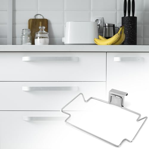 QWORK Stainless Steel Trash Bag Holder for Kitchen Cabinets, Cupboards & Doors, 2 Pack Under Sink Bag Holder, Garbage Bag Holder
