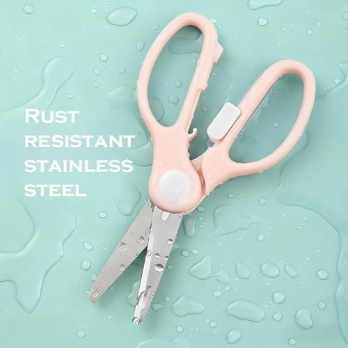Versatile Stainless Steel Kitchen Scissors with Storage Box - Multi-Purpose Food Shears for Meat, Vegetables & Noodles (Pink) - color: Pink