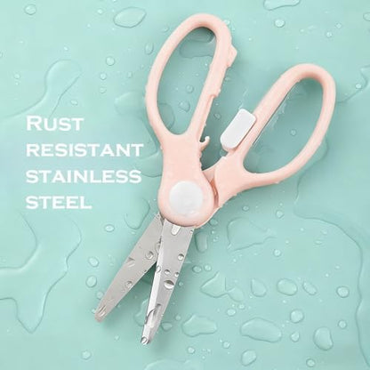 Versatile Stainless Steel Kitchen Scissors with Storage Box - Multi-Purpose Food Shears for Meat, Vegetables & Noodles (Pink) - color: Pink