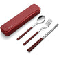 DEVICO Travel Utensils, 18/8 Stainless Steel 4pcs Cutlery Set Portable Camp Reusable Flatware Silverware, Include Fork Spoon Chopsticks with Case (Red) - color: Red
