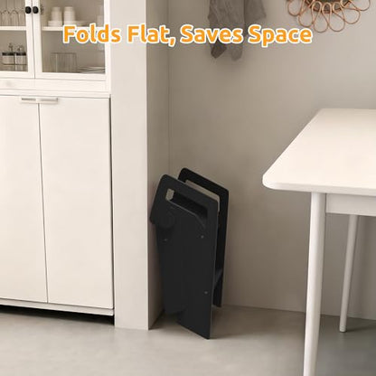 Wooden 2 Step Stool for Toddler Kids Bathroom Foldable 2-Step for Toilet Potty Training, Child Stepping Stool for Kitchen Nursery Bedroom - color: Black
