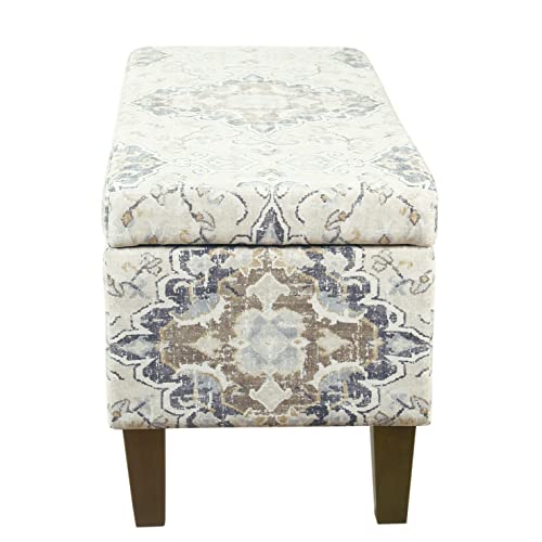 HomePop 36" Storage Ottoman Bench with Hinged Lid - Antiqued Medallion Ebony & Cream - color: Antiqued Print Ebony and Cream
