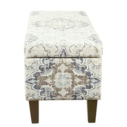HomePop 36" Storage Ottoman Bench with Hinged Lid - Antiqued Medallion Ebony & Cream - color: Antiqued Print Ebony and Cream