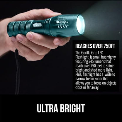 GORILLA GRIP Powerful LED Tactical Flashlight, 750 FT High Lumens 5 Adjustable Modes, Water Resistant, Ultra Bright Zoom Flashlights, Small Mini Flash Light, Camping, Night Dog Walking, Teal Blue - color: Teal Blue