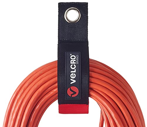 VELCRO Brand EASY HANG Extension Cord Organizer Holder | Large 18" Heavy Duty Straps for Garage Organization and Storage Grommet Hangs Easily on Wall Hooks or Nails 2pk, Holds 100lbs, Black - size: LARGE – 2 Pack (18")