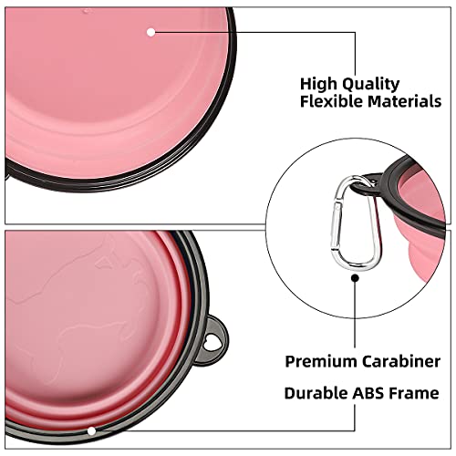 Kytely Large Collapsible Dog Bowls 2 Pack, 34oz Foldable Dog Travel Bowl, Portable Pet Water Food Bowl with Clasp, Pet Cat Feeding Cup Dish for Traveling, Walking, Hiking (Pink+Grey) - color: Grey & Pink