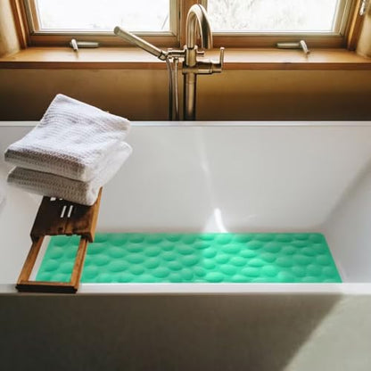 Non-Slip Bathtub Mat OTHWAY Soft Rubber Bathroom Bathmat with Strong Suction Cups (Fruit Green, 16x31.5 inch) - color: Fruit Green, size: 31.5" x 16" (Rectangular)