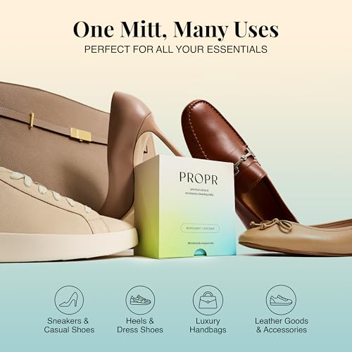 PROPR Premium Double Sided Shoe Cleaning Mitt – Individually Wrapped Travel Shoe Cleaner for Sneakers, Handbags & Leather - style: Monthly Essential