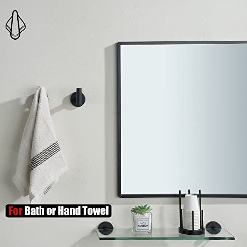 JQK Bathroom Hardware Set, 5-Piece Bath Accessories Set Matte Black Wall Mount Includes 24 in Towel Bar, 9 in HT Bar, TP Holder, Towel Hook x 2, BAS105-PB - color: Black