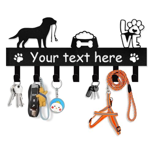 Personalized Dog Leash Holder for Wall - Dog Stuff Storage Organizer, Custom Name Key Holder Wall Mount, Metal Dog Leash Hooks for Wall Decorative, Key Rack Gift for Dog Lovers, Dog Room Decor - color: 05 Dog