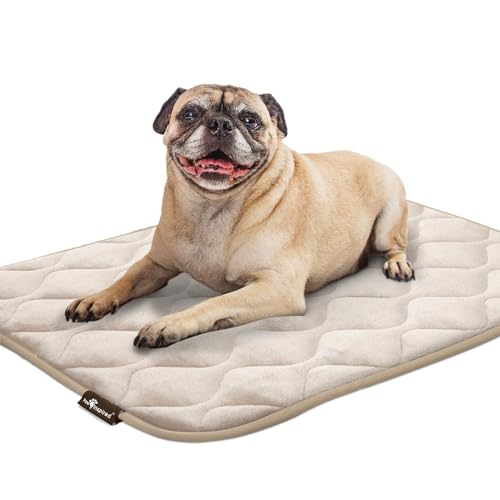Paw Inspired Washable Padded Crate Mats for Dogs | 29” x 18” Pad, Fits 30-inch Kennels | Leakproof, Waterproof Bottom, Plush Pet Beds (Tan) - color: Tan, size: 30 Inch