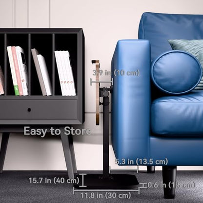 Foldable End Table,17"-31" Adjustable Height,Swivel and Turnable Desktop,TV Tray,Side Table for Small Spaces (Black, 15.7" x 11.8") - color: Black, size: 15.7" x 11.8"