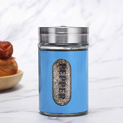 Salt and Pepper Shakers Stainless Steel and Glass Set with Adjustable Pour Holes - color: Stainless Steel