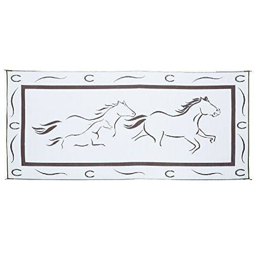 Stylish Camping GH8187 Brown/White 8' x 18' Galloping Horses Mat, 1 Pack