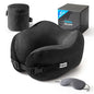 Neck Pillow Travel Pillow - 100% Pure Memory Foam Airplane Pillow with Adjustable Clasp & Removable Cover, Portable Travel Essentials for Long Flights, Car & Office (Black, with Eye Mask) - color: Black, With Eye Mask