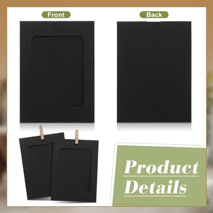 100 Pcs Paper Photo Frames 4x6 Black Picture Frame with 100 Clip 10 String Kit DIY Hanging Cardboard Photo Holder Graduation Back to School Wall Decor Wedding Home - color: Black, style: Classic