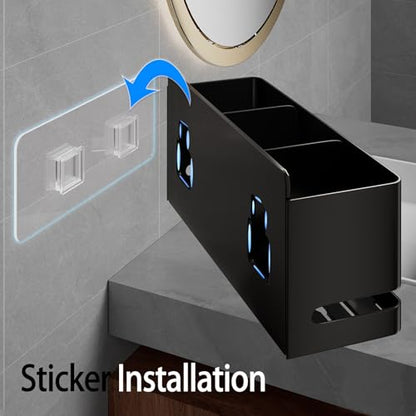 Aluminum Electric Toothbrush Holder - Bathroom Wall Mounted Toothbrush Holder (Black, Three Slot) - size: Three slot