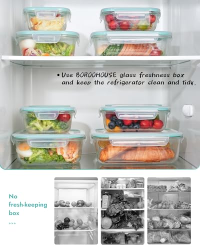 6-Pack Borosilicate Glass Food Storage Containers Set with Airtight Lids - Oven, Microwave & Freezer Safe, Leak-Proof, BPA-Free - Baking, Meal Prep & Gift Ready
