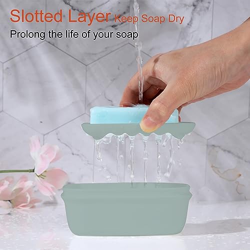 Quatish 2 Pack Travel Soap Container, Portable Soap Holder with Lid, Travel Bar Soap Holder, Soap Case for Camping Gym Travel, Soap Box for Bathroom, Greygreen - color: Greygreen