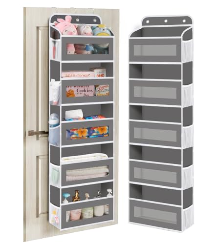 KYEVIS Over The Door Organizer, 5 Shelves Closet Door Hanging Storage and Organizer with 10 Mesh Pockets, Nursery Closet Organizer, Baby Essentials, Stuffed Animal Storage - color: A Dark Gray, size: 1 Pack