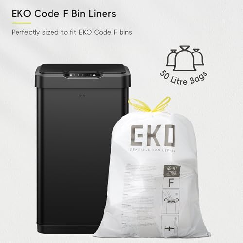 EKO Mirage-T 50 Liter / 13.2 Gallon Touchless Rectangular Motion Sensor Trash Can, Brushed Stainless Steel Finish (Matte Black) - size: Mirage 50L - Matte Black