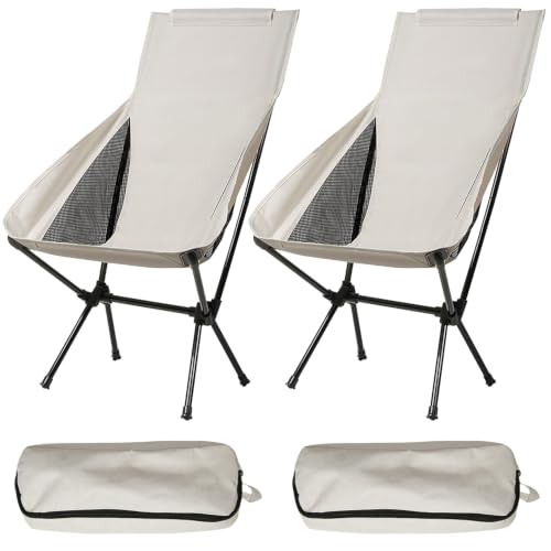 Wind Tour Portable Camping Chair Lightweight Foldable Outdoor Chair for Hiking Camp Backpacking Lawn Beach Fishing Picnic with Carry Bag (High-Back | White-2) - color: High-back | White-2